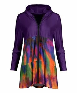 Lily | Purple Tie-Dye Tiered Zip-Up Hoodie - Women & Plus