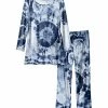 Lily | Navy & White Tie-Dye Long-Sleeve Pajama Set - Women & Plus