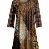 Lily | Brown Leopard & Plaid Pleated Tunic - Plus