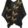 Lily | Black & Orange Butterfly V-Neck Sidetail Tunic - Plus