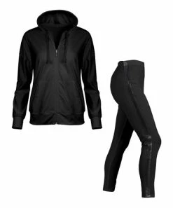 Lily | Black Zip-Up Hoodie & Side-Stripe Leggings - Plus