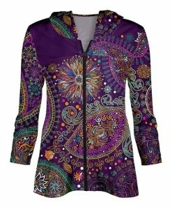 Lily | Purple Paisley Zip-Up Hoodie - Women & Plus