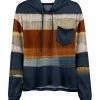 Lily | Navy & Rust Paint-Stripe Chest-Pocket Hoodie - Women & Plus