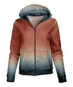Lily | Rust & Black Gradient Pocket Zip Hoodie - Plus