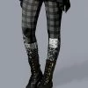 Lily | Black & Gray Floral & Tartan Leggings - Women & Plus