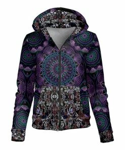 Lily | Purple & Black Arabesque Zip Hoodie - Women & Plus