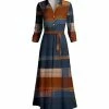 Lily | Navy & Brown Patchwork Tie-Waist Maxi Shirt Dress - Women
