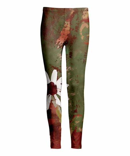Lily | Green & Rust Floral Leggings - Women 1 Lily | Green & Rust Floral Leggings - Women
