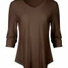 Lily | Brown V-Neck Top - Women