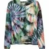 Lily | White & Blue Tie-Dye Chest-Pocket Hoodie - Women & Plus