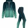 Lily | Teal & Blue Ombré Zip-Up Hoodie & Side-Stripe Leggings - Women