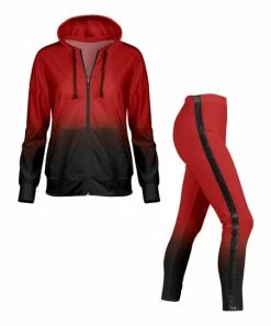 Lily | Red & Black Zip-Up Hoodie & Side-Stripe Leggings - Plus