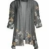 Lily | Gray & Beige Floral Ruched Sidetail Cardigan - Plus