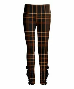 Lily | Black & Brown Plaid Ruffle Leggings - Plus