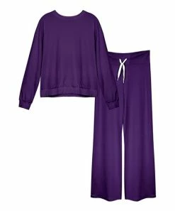 Lily | Purple Crewneck Pajama Set - Women & Plus