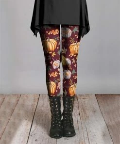Lily | Red & Orange Pumpkin Leggings - Women