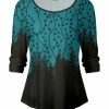 Lily | Teal & Black Abstract Gradient Scoop Neck Top - Women