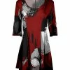 Lily | Black & Red Abstract Scoop-Neck Princess-Seam Tunic - Women & Plus