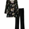 Lily | Black & Pink Floral Long-Sleeve Tunic & Lounge Pants - Women