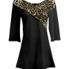 Lily | Black Leopard-Contrast Surplice-Wrap Tunic - Women & Plus