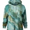 Lily | Turquoise & Gold Marble Lightweight Chest-Pocket Hoodie - Women & Plus