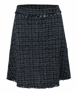 Lily | Black & Gray Plaid Fringe A-Line Skirt - Women & Plus