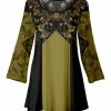 Lily | Black & Green Floral & Color Block Scoop Neck Tunic - Women & Plus