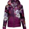 Lily | Plum & Purple Floral Kangaroo-Pocket Zip-Up Hoodie - Women