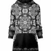 Lily | Black & White Mandala Kangaroo-Pocket Hoodie - Women