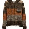 Lily | Brown & Rust Stripe Chest-Pocket Hoodie - Women & Plus