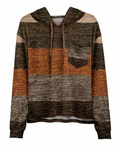 Lily | Brown & Rust Stripe Chest-Pocket Hoodie - Women & Plus