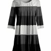Lily | Gray & White Color Block Pin Tuck Scoop Neck Tunic - Women