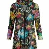 Lily | Black Floral Tiered Zip-Up Hoodie - Women & Plus