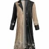 Lily | Black & Beige Floral Velvet Button-Up Duster - Plus