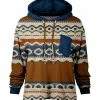 Lily | Brown & Navy Geometric Loose-Fit Patch-Pocket Hoodie - Women & Plus