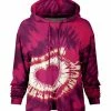 Lily | Pink & Purple Tie-Dye Heart Patch-Pocket Hoodie - Women
