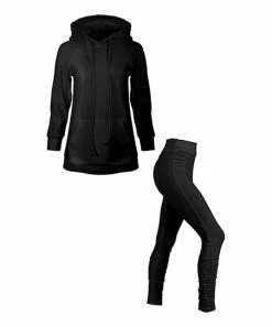 Lily | Black Kangaroo-Pocket Hoodie & Leggings - Women