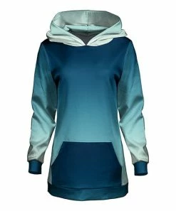 Lily | Navy & White Ombré Pouch-Pocket Pullover Hoodie - Plus