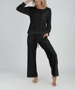 Lily | Black Long-Sleeve Pajama Set - Women