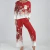 Lily | Red & White Snowflake Chest-Pocket Pajama Set - Women
