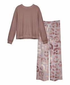 Lily | Beige & Rose Leopard Long-Sleeve Tee & Lounge Pants - Women & Plus