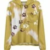 Lily | Yellow & Brown Tie-Dye Paw Print Chest-Pocket Hoodie - Women & Plus