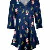 Lily | Blue & Green Santa Penguins Reindeer V-Neck Tunic - Women & Plus