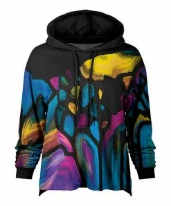 Lily | Black & Purple Watercolor Loose Fit Pocket Hoodie - Women & Plus