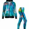 Lily | Blue & Black Abstract Zip-Up Hoodie & Side-Stripe Leggings - Women