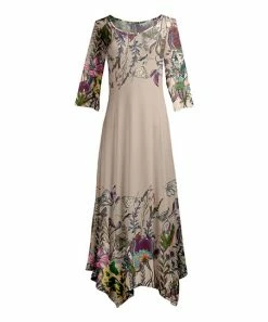 Lily | Beige Floral Handkerchief Maxi Dress - Women