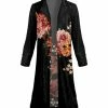 Lily | Pink & Black Floral Velvet Button-Front Duster - Women & Plus