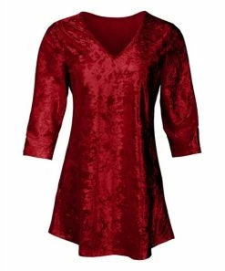 Lily | Red Velvet V-Neck Tunic - Women & Plus