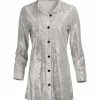 Lily | Silver Velvet Button-Up Tunic - Plus