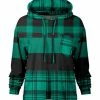 Lily | Green & Black Plaid Patch-Pocket Hoodie - Plus